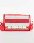 Petite Red Stripe Stadium Bag with White Bamboo Stick