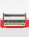 Petite Navy Stripe Stadium Bag with Gold Bamboo Stick