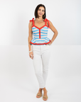 Addie Top (Tie Straps) - Blue Scallop