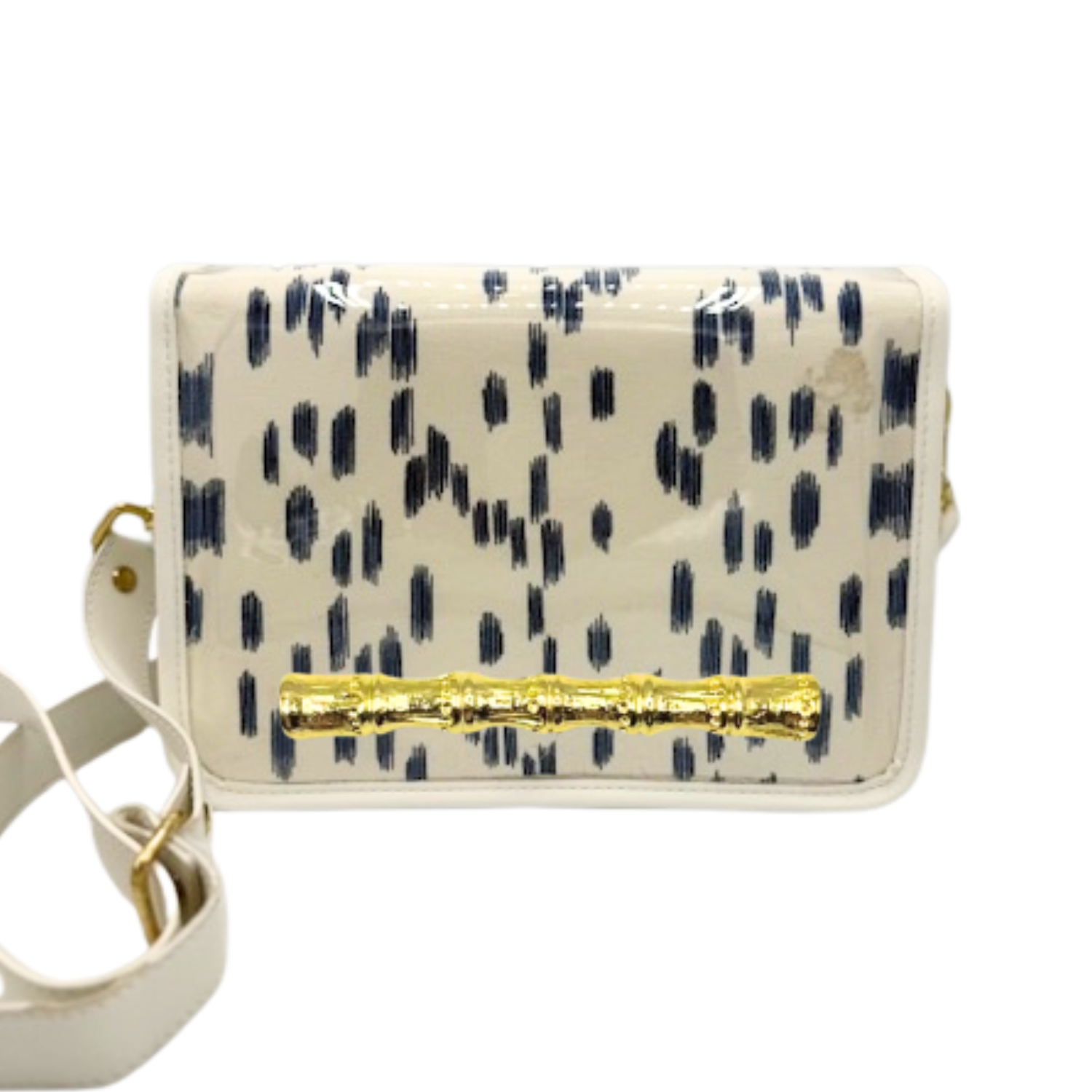 Blue Les Touches Clear Stadium Bag with Gold Bamboo Stick
