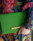 green clutch garland bags