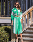 Harper Dress - Green Stripe