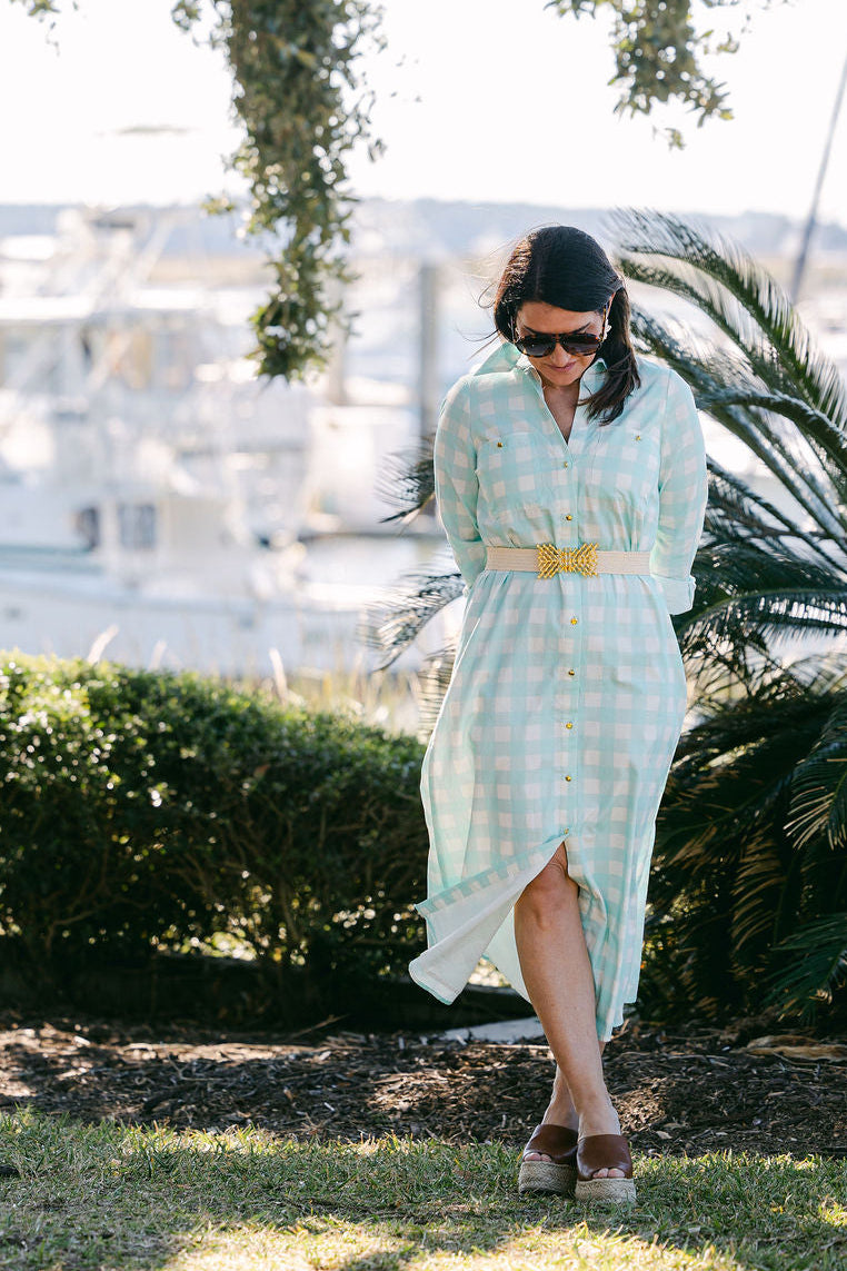 blue buffalo check dress Harper Dress