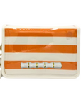 Orange Thiccc Stripe Clear Stadium Bag with White Bamboo Stick