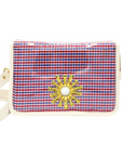 Red and Blue Gingham Clear Stadium Bag with White Starburst