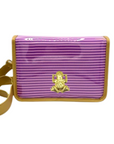 Purple Stripe Clear Stadium Bag with Frog
