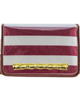 Maroon Stripe Clear Stadium Bag with Gold Bamboo Stick