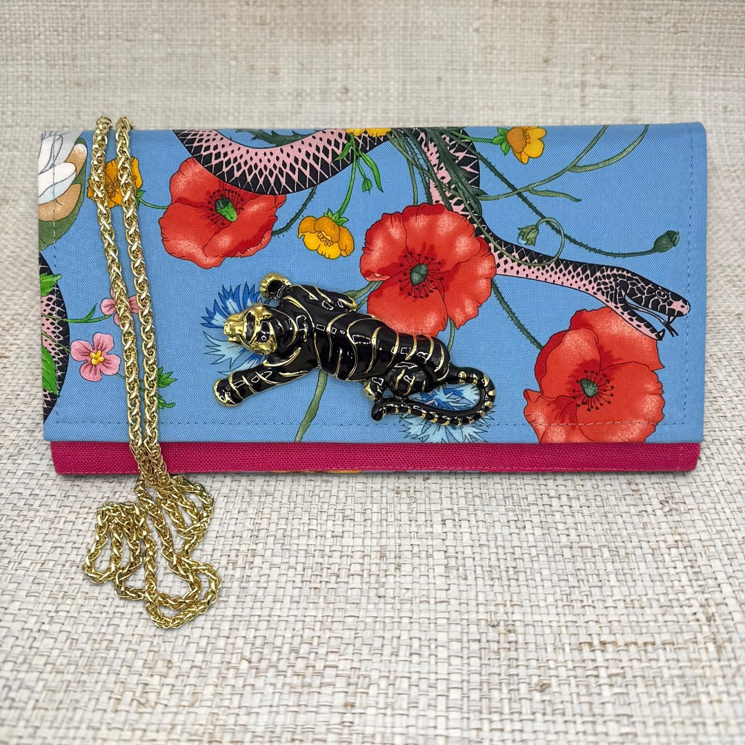 Gucci Blue Floral Crossbody Clutch