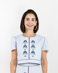 Emmy Top - Mini Navy Henrietta (with sleeves)