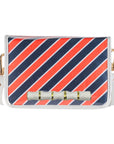 Orange and Navy Stripe Clear Stadium Bag with White Bamboo Stick