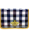 Navy Buffalo Check Clear Stadium Bag with Bee