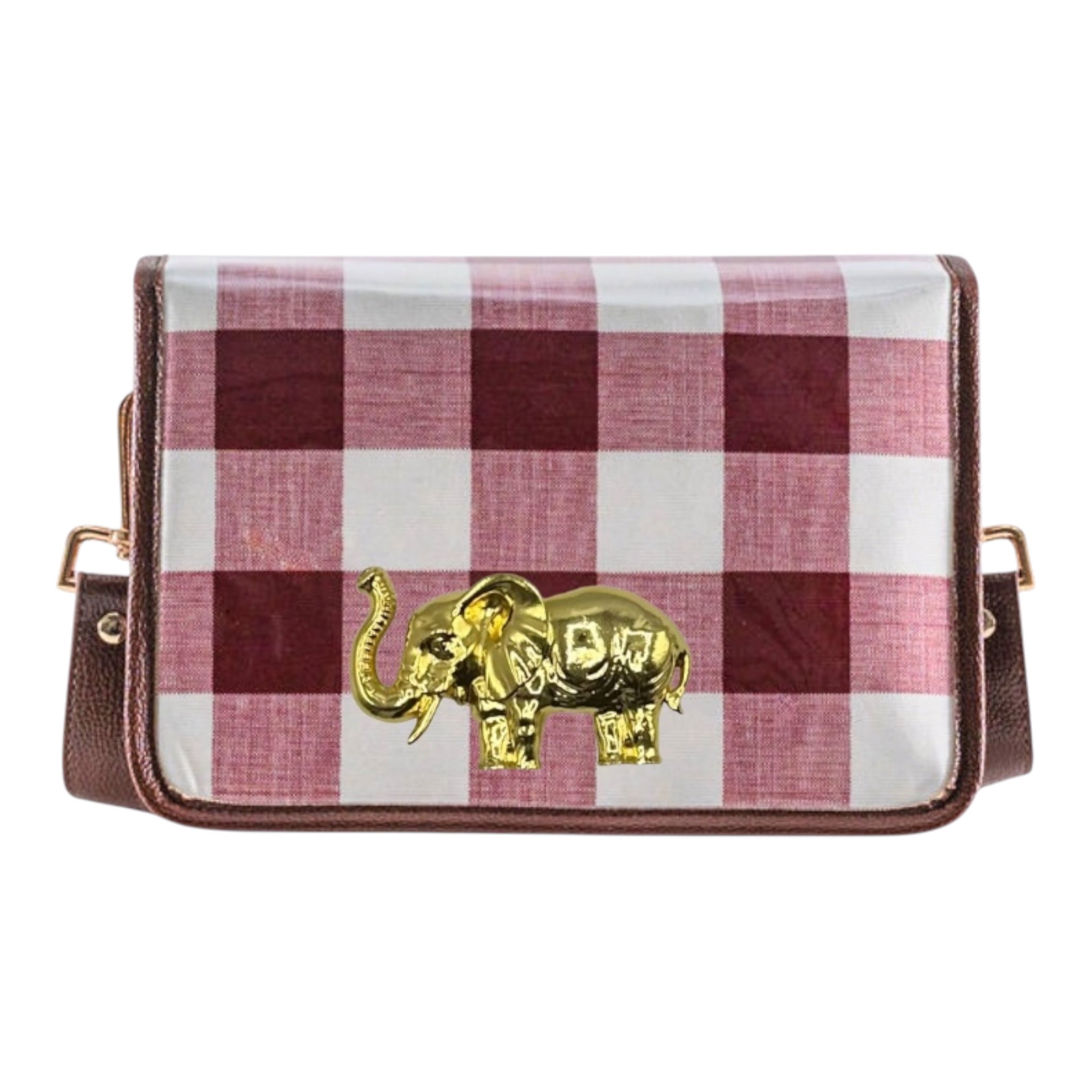 Crimson Buffalo Check Clear Stadium Bag with Elephant – Garland Bags