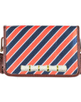 Orange and Navy Stripe Clear Stadium Bag with White Bamboo Stick