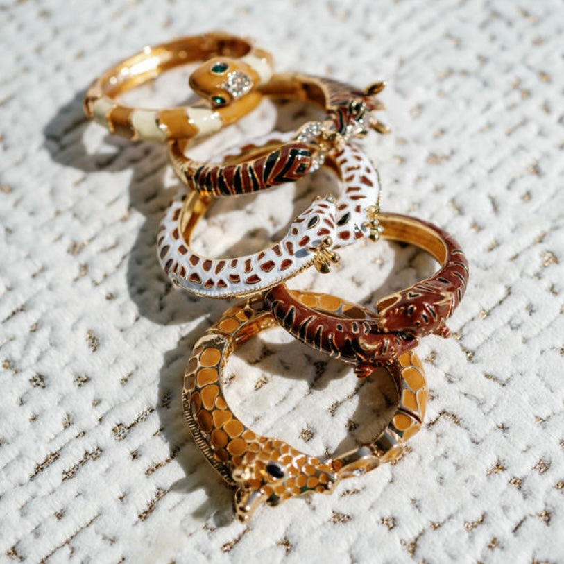 Brown/white Striped Snake Cuff