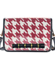 Crimson Houndstooth Clear Stadium Bag with Black Bamboo Stick(black trim)