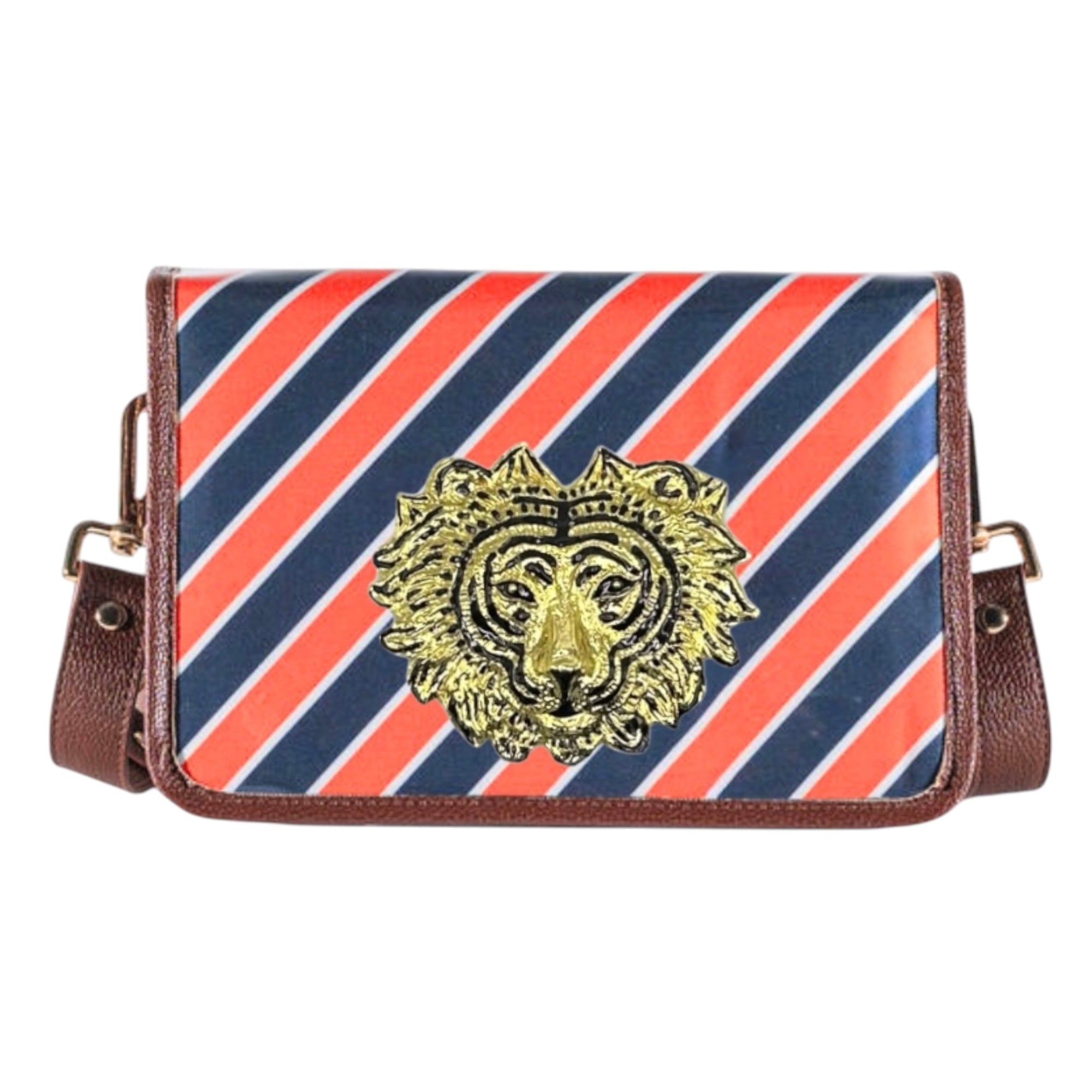 Orange and Navy Stripe Clear Stadium Bag with Tiger