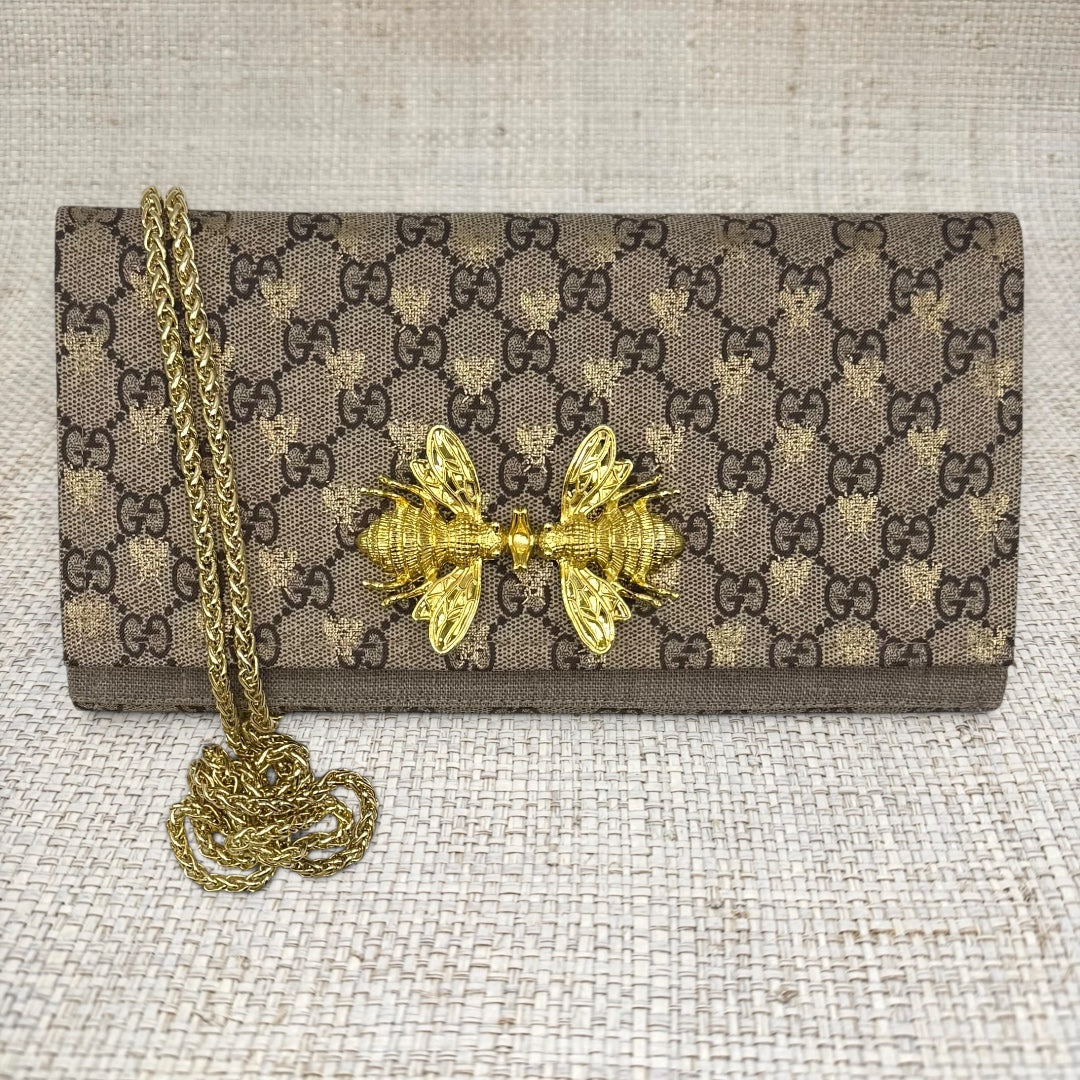 Gucci Metallic Bee Crossbody Clutch