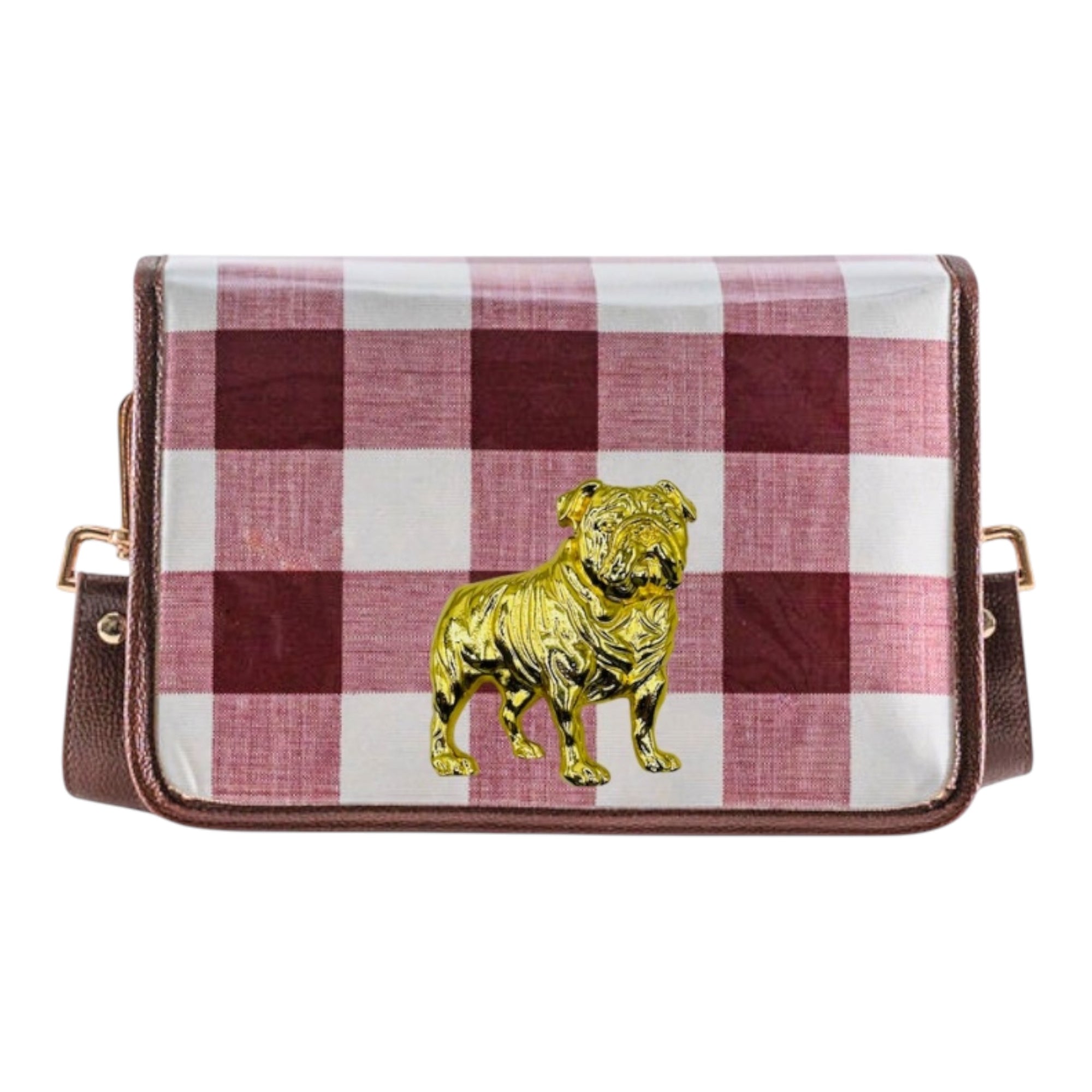 Crimson Buffalo Check Clear Stadium Bag with Bulldog
