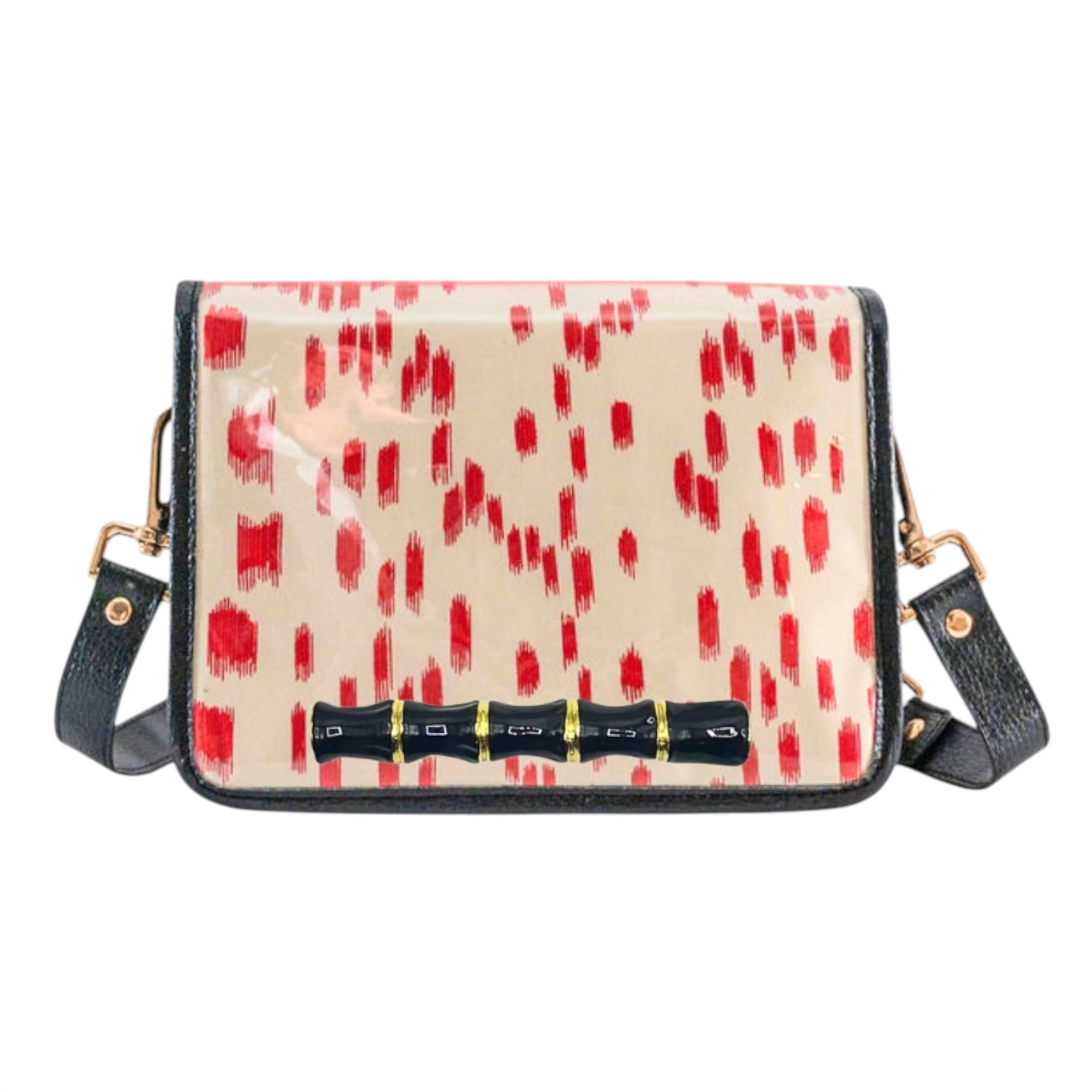 Red Les Touches Clear Stadium Bag with Black Bamboo Stick