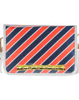 Orange and Navy Stripe Clear Stadium Bag with Gold Bamboo Stick