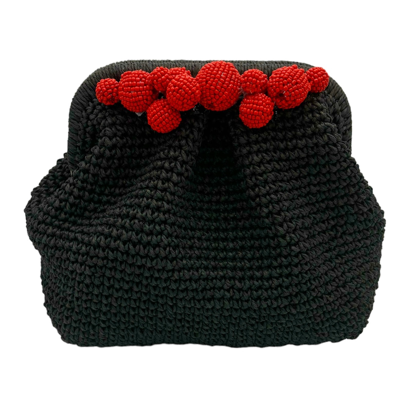 Black Pouch with Red Beads