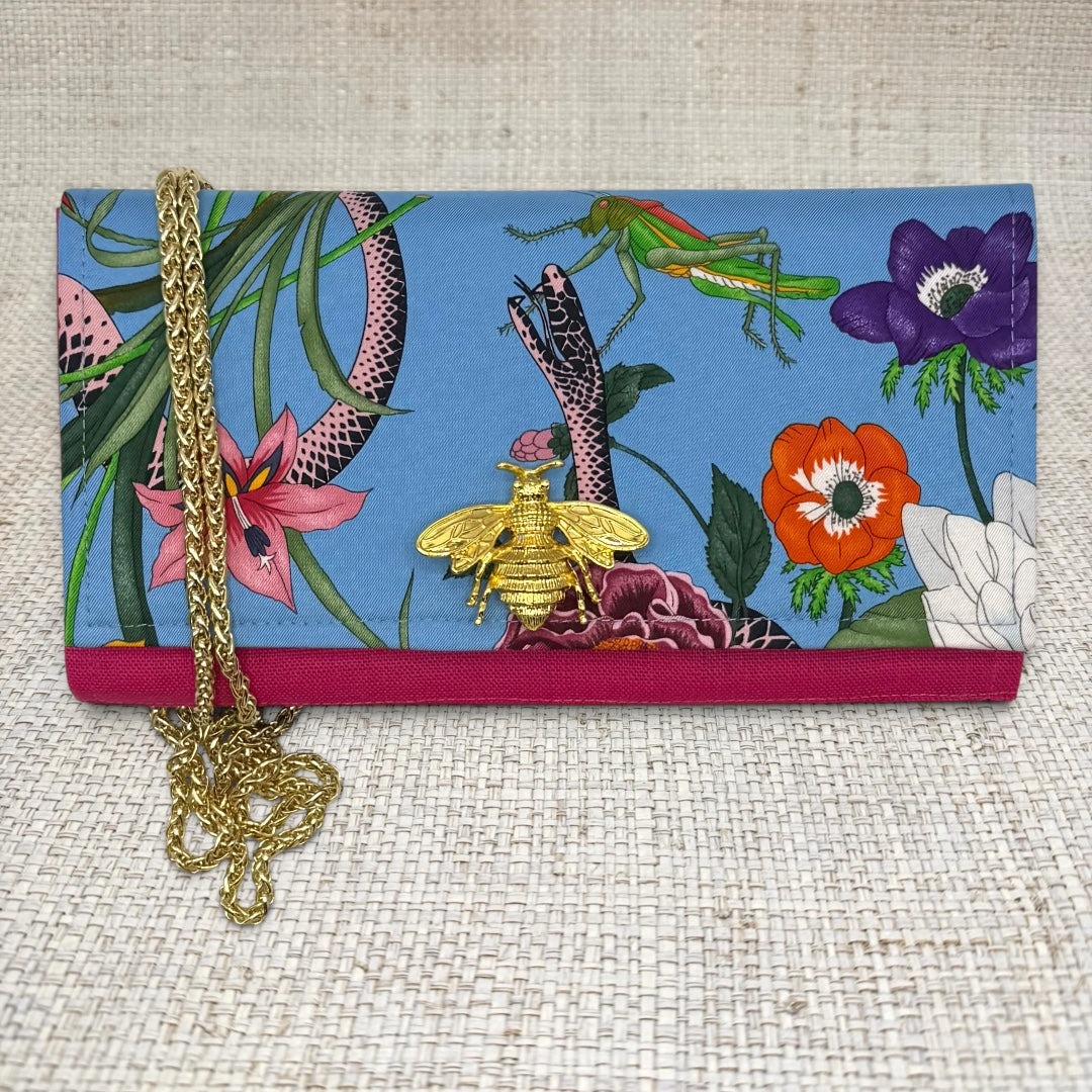 Gucci Blue Floral Scarf Crossbody Clutch II
