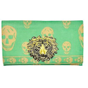 Alexander McQueen Green Skull Scarf Clutch