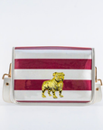 Maroon Stripe Clear Stadium Bag with Bulldog (white trim)