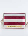 Maroon Stripe Clear Stadium Bag with Gold Bamboo Stick(white trim)