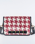 Crimson Houndstooth Clear Stadium Bag with Black Bamboo Stick(black trim)