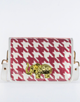 Crimson Houndstooth Clear Stadium Bag with Elephant(white trim)