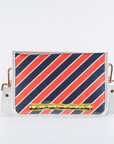 Orange and Navy Stripe Clear Stadium Bag with Gold Bamboo Stick