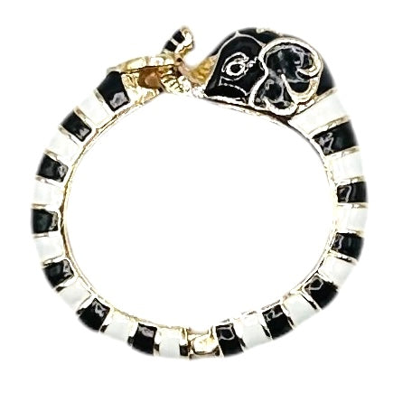 Elephant Hinged Bracelet in Black/White