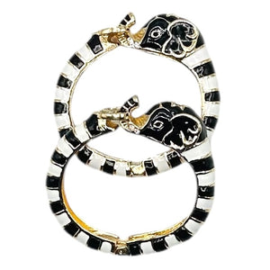 Elephant Hinged Bracelet in Black/White