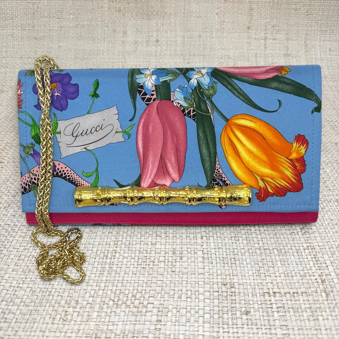 Gucci Blue Floral Crossbody Clutch III