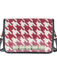Crimson Houndstooth Clear Stadium Bag with White Bamboo Stick(black trim)