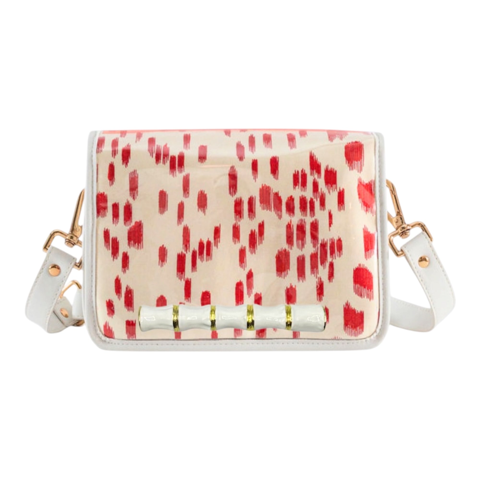 Red Les Touches Clear Stadium Bag with White Bamboo Stick