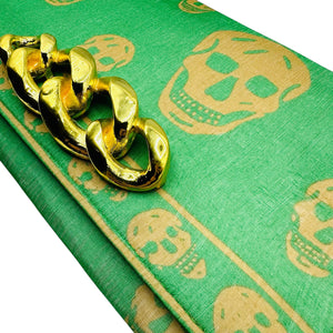 Alexander McQueen Green Skull Scarf Clutch