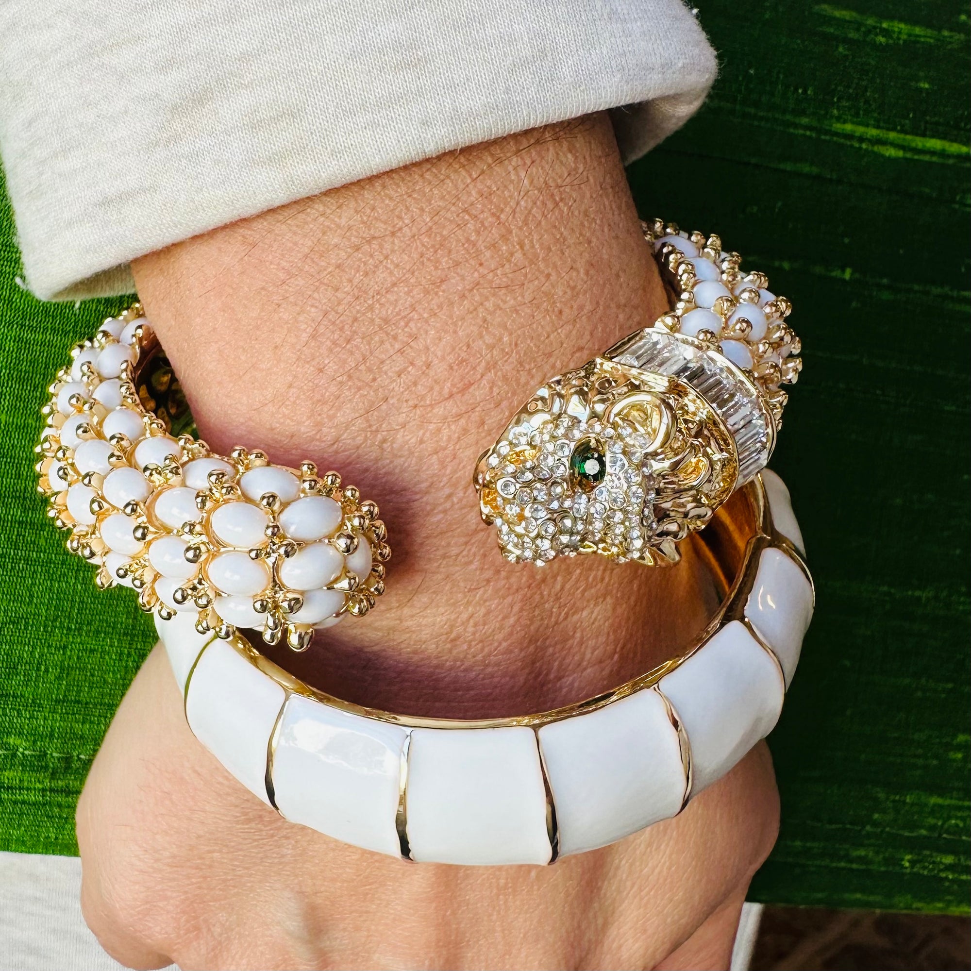 Leopard and Bamboo Bracelet Set-white