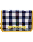 Navy Buffalo Check Clear Stadium Bag with Gold Bamboo