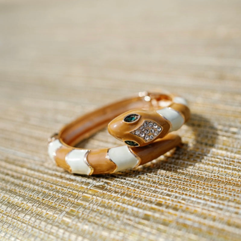 Brown/white Striped Snake Cuff