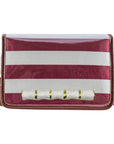 Maroon Stripe Clear Stadium Bag with White Bamboo Stick