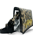 Ashley Leopard Clear Stadium Bag with Leopard Hardware