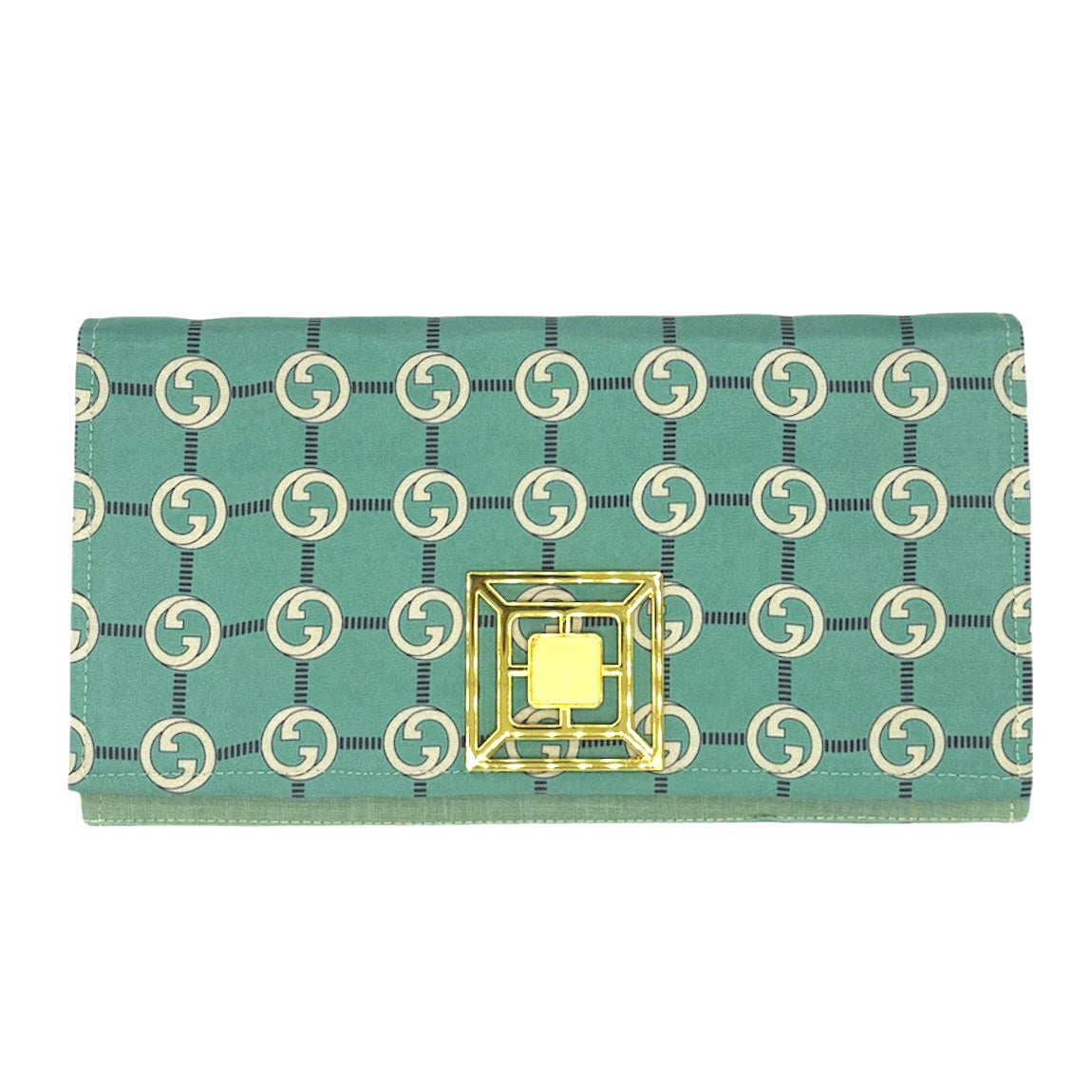 Turquoise Gucci Logo Scarf Clutch