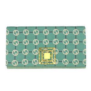 Turquoise Gucci Logo Scarf Clutch