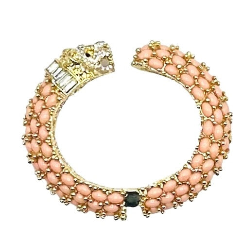 Single Leopard Hinged Bracelet in Pink