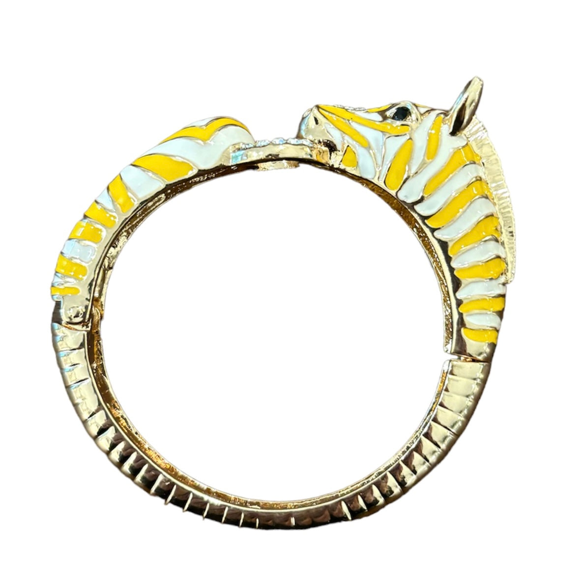 Zebra Hinged Bracelet in Yellow/White