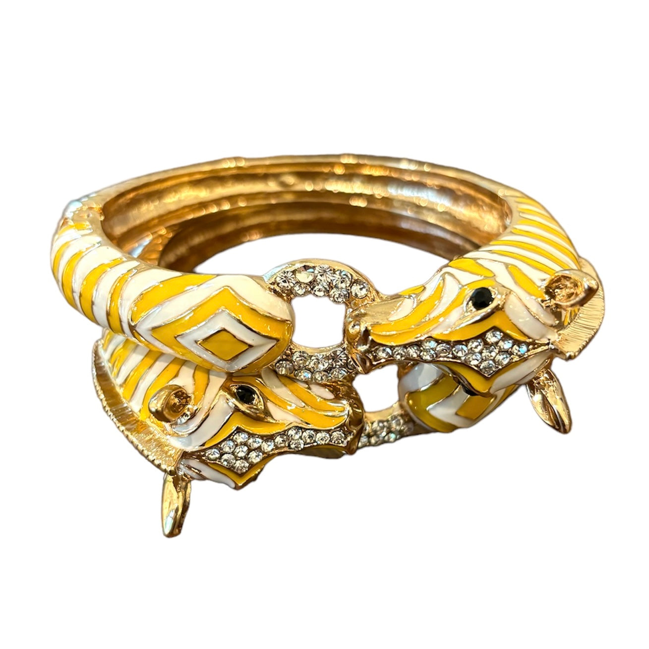 Zebra Hinged Bracelet in Yellow/White