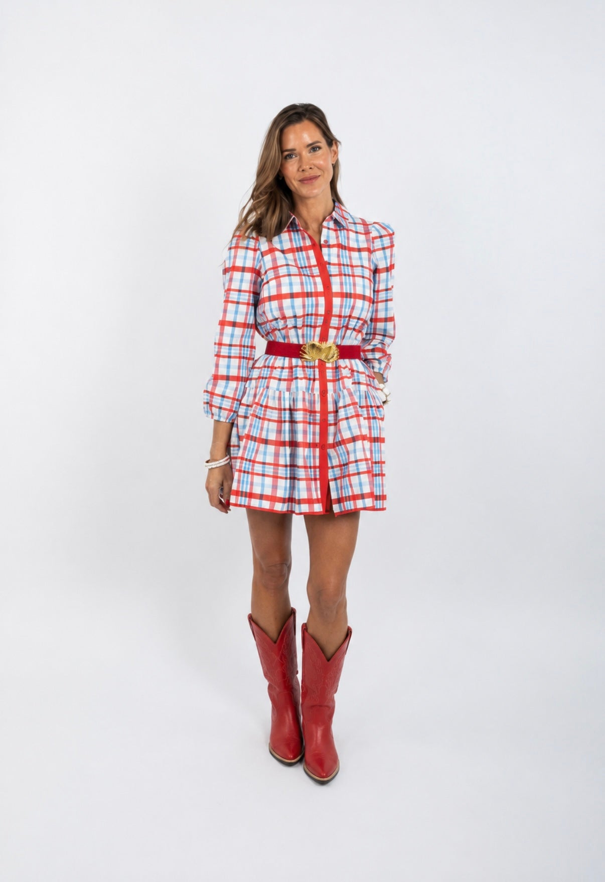 Jana Dress - Red and Blue Plaid