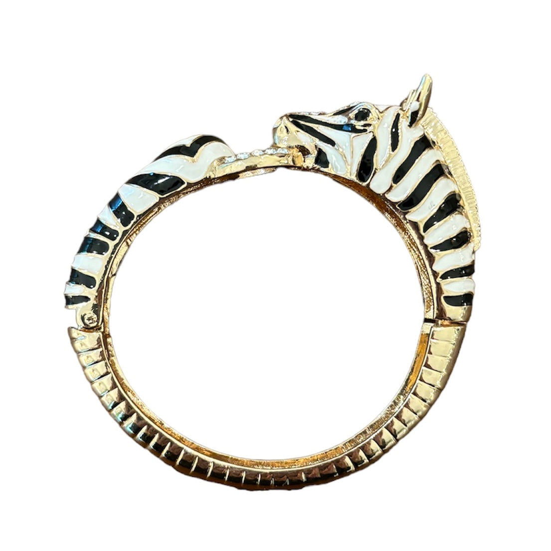 Zebra Hinged Bracelet in Black/White
